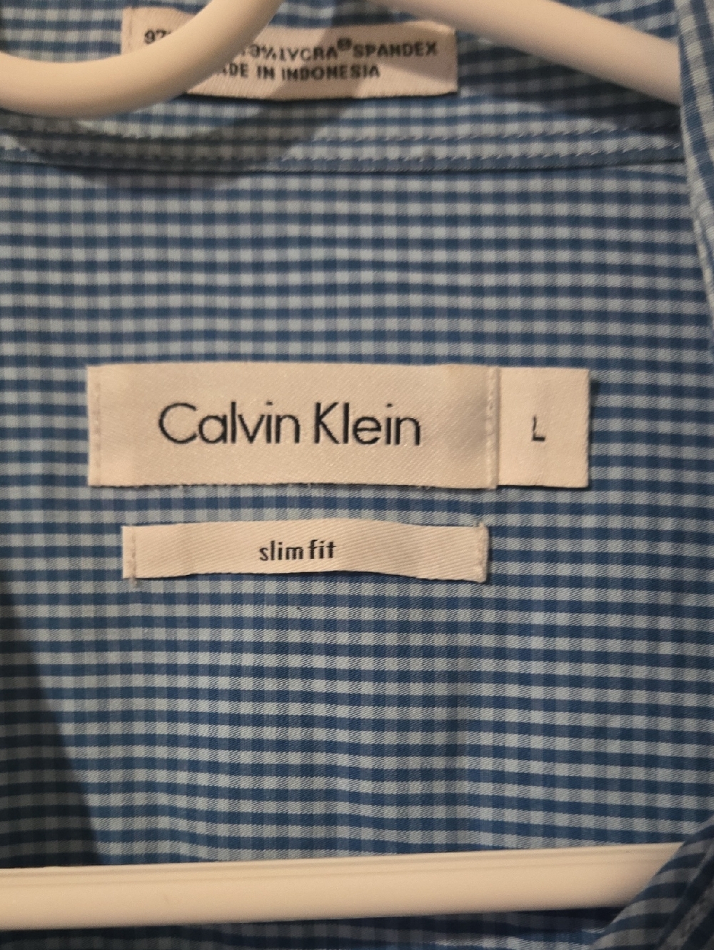 Calvin Klein Slim Fit Light Blue Gingham Dress Shirt